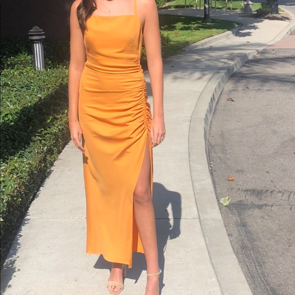 Orange midi cocktail dress
